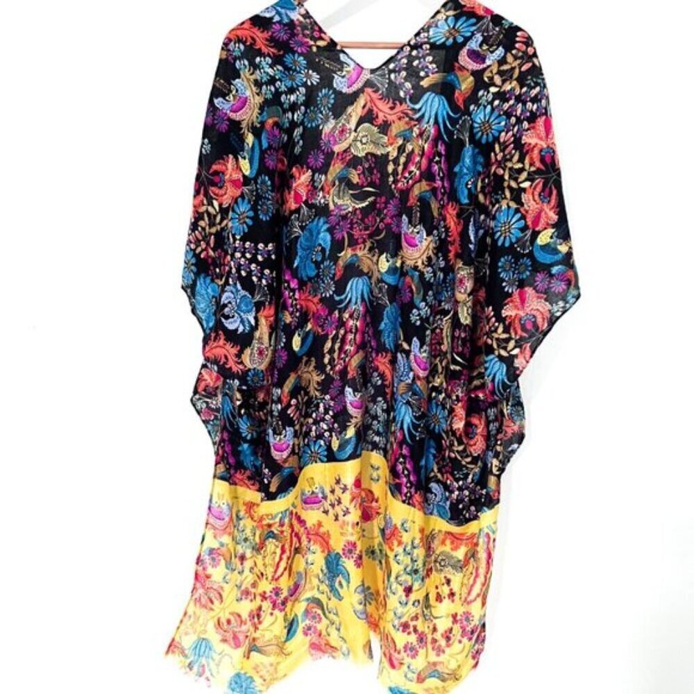 Kaftan Kimono Robe Coverup Colorful birds of paradise - Picture 3 of 8